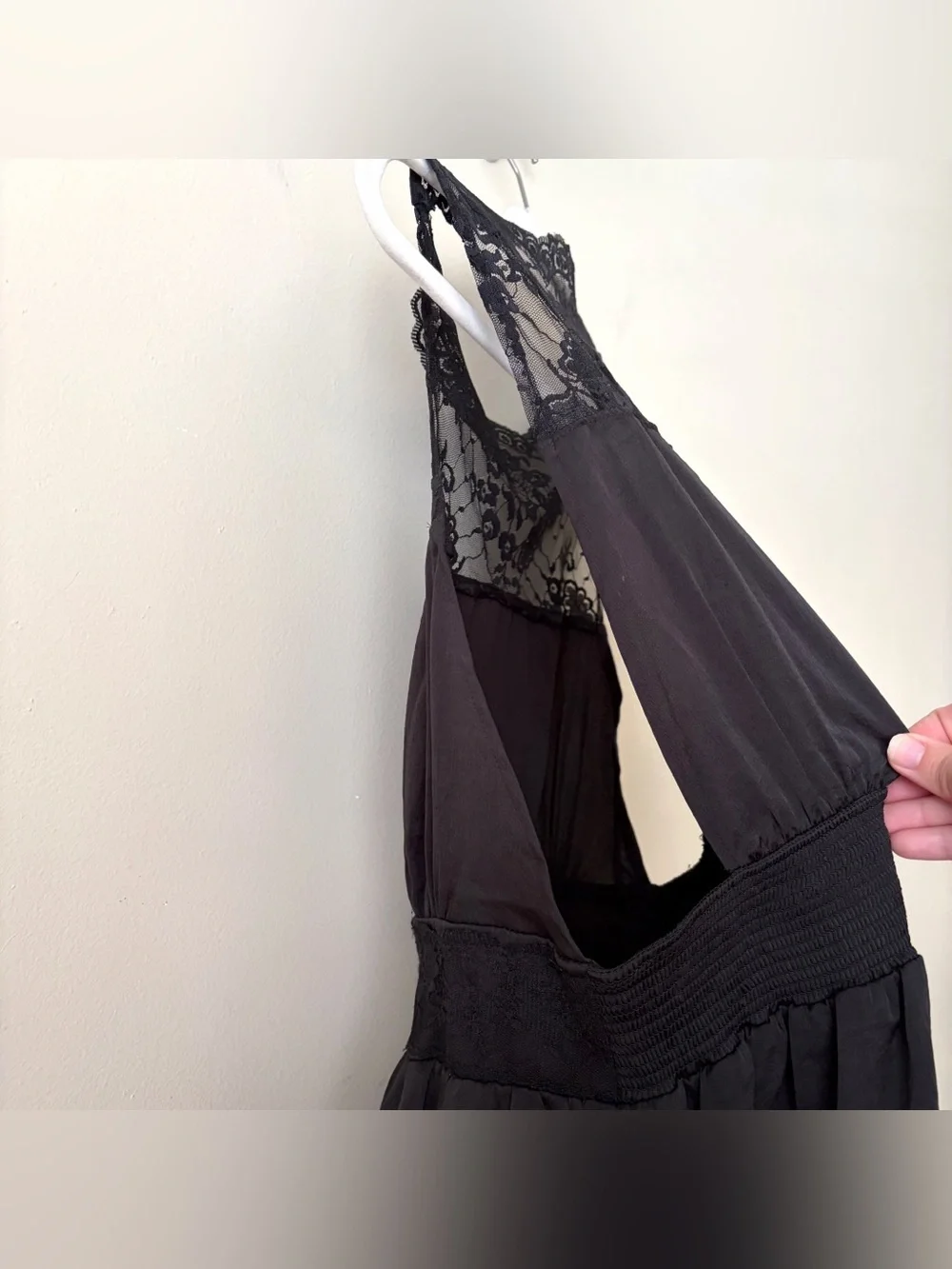 Free People | Sleeveless Floral Lace Neckline Mini Dress Black Small